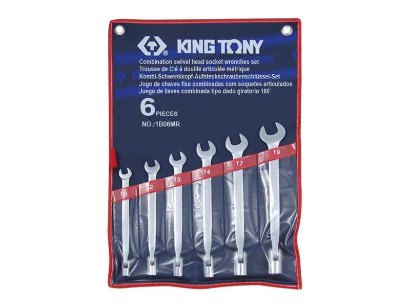 Набор комбинированных ключей, 6 предметов 10-19 мм, king tony 1b06mr
